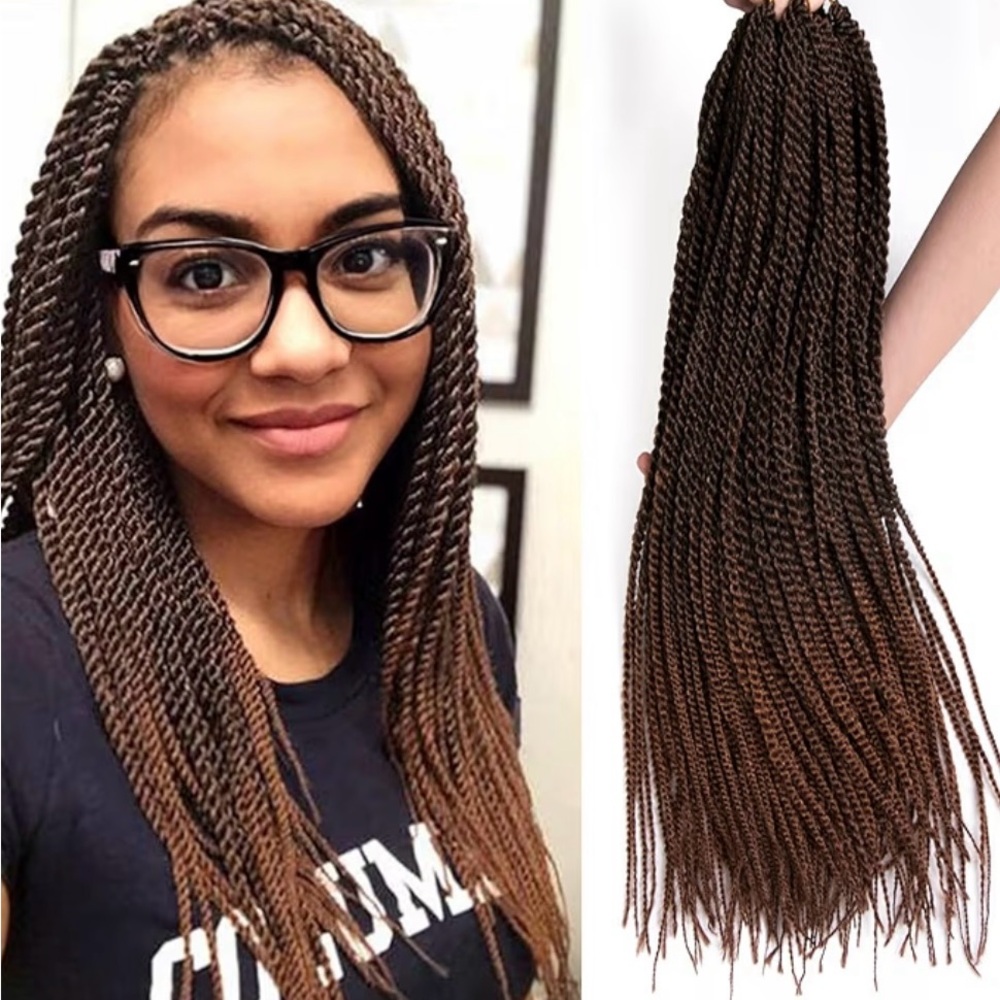 Lot x7 24” Senegalese Spring Twist Crochet Braids Dark Brown to Auburn Ombre